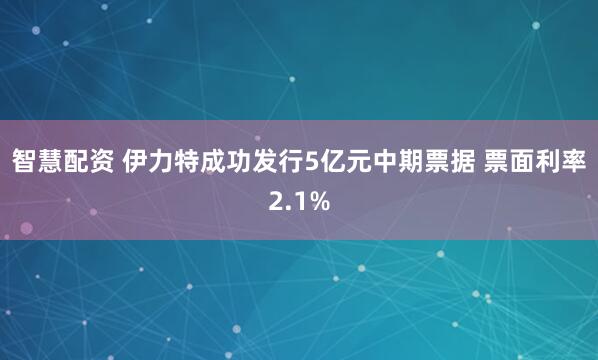 智慧配资 伊力特成功发行5亿元中期票据 票面利率2.1%